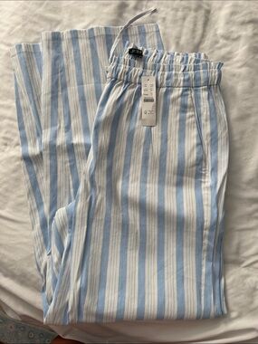 NWT J. Crew Light Blue and White Striped Drawstring Pants